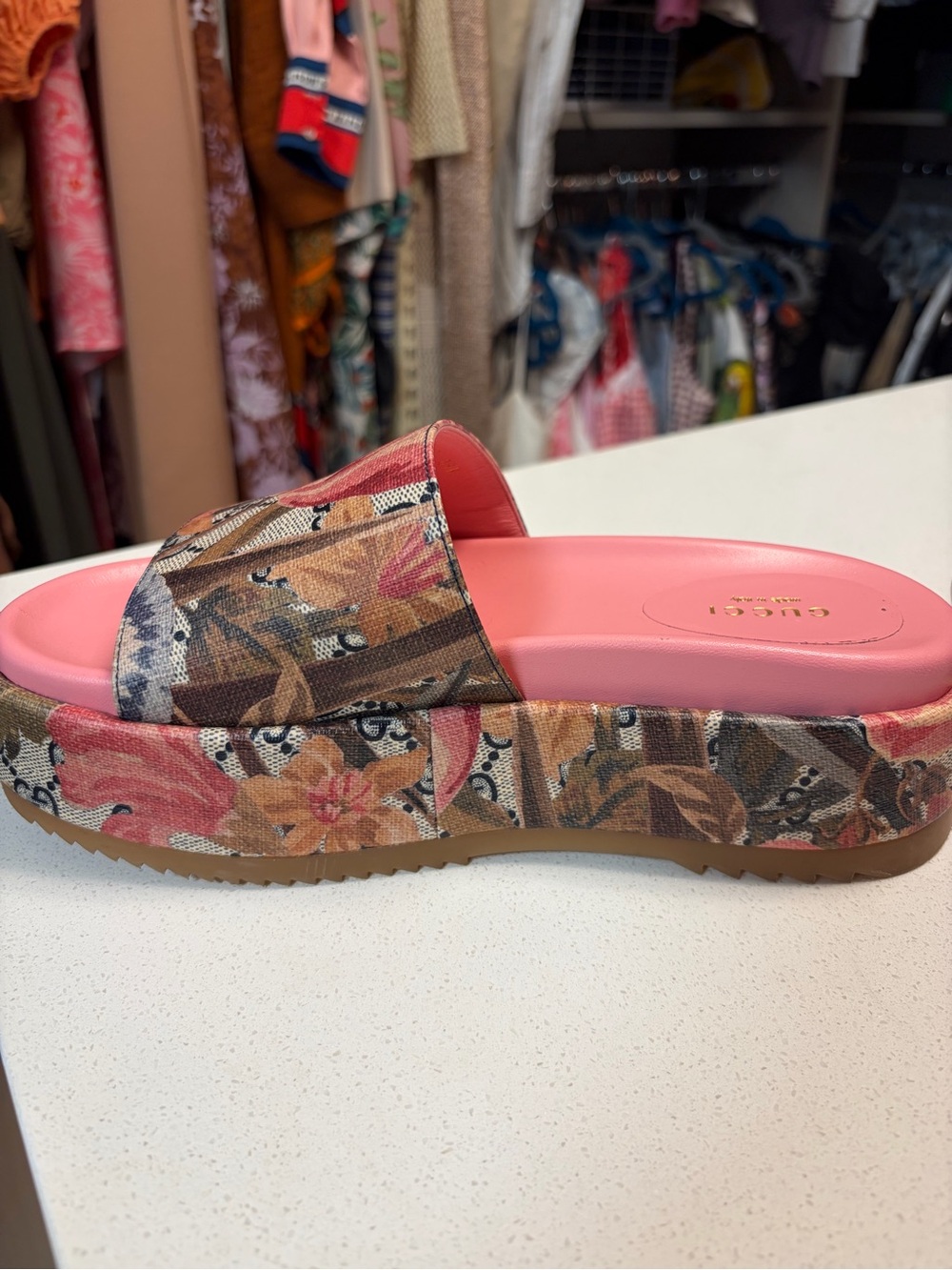 Gucci Floral Platform Slide Sandals - Picture 4 of 6